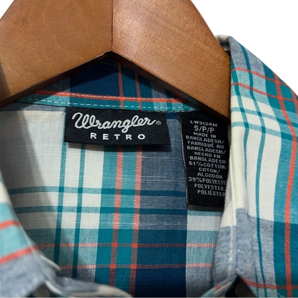 Wrangler Retro Mens Plaid Pearl Snap Button Down Shirt - Picture 2 of 4